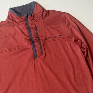 Vineyard Vines On The Go Shep Shirt Sz S Heather Red & Gray 1/4 Zip Pullover Top